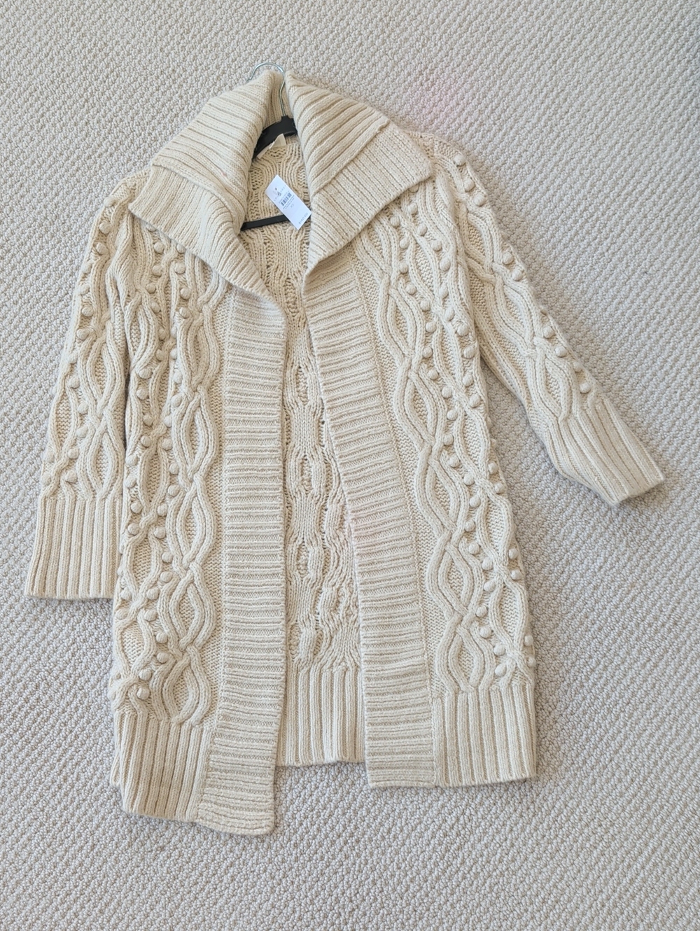 Lou & Grey Cream Cable Bobble Open-Front Cardigan